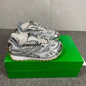 Bottega Veneta Women's Grey and White Trainers SIZE 37